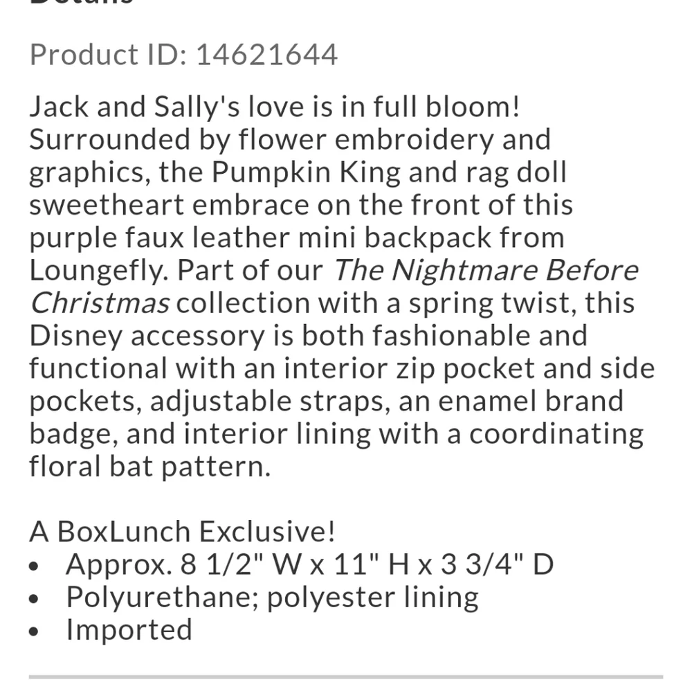 Loungefly Nightmare Before Christmas backpack